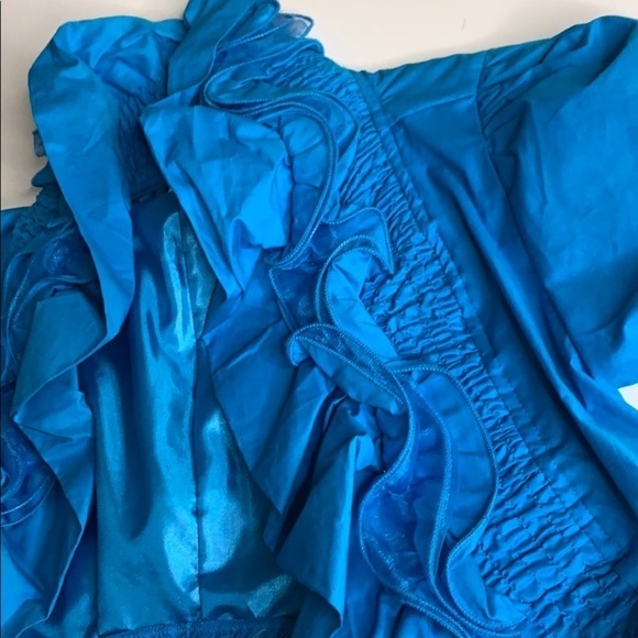 Vintage Bold Blue Crop Ruffle 80s Jacket & Tank top Sz Small women’s - Picture 5 of 8